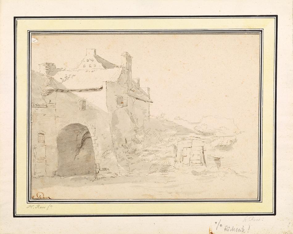 Johann Heinrich Roos, Architektonische Studie, 18. Jahrhundert, Bleistift auf Papier, 21,8 × 30…