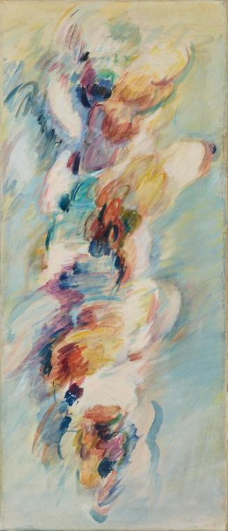 Rudolf Goessl, Aufsteigend, 1963, Mischtechnik auf Leinwand, 100 × 43 × 2 cm, Schenkung Rudolf …
