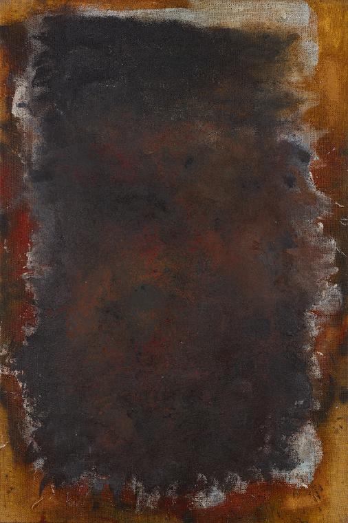 Rudolf Goessl, Dunkel überstrahlt, 1996, Öl auf Jute, ungerahmt: 150 × 110 × 4 cm, Belvedere, W…