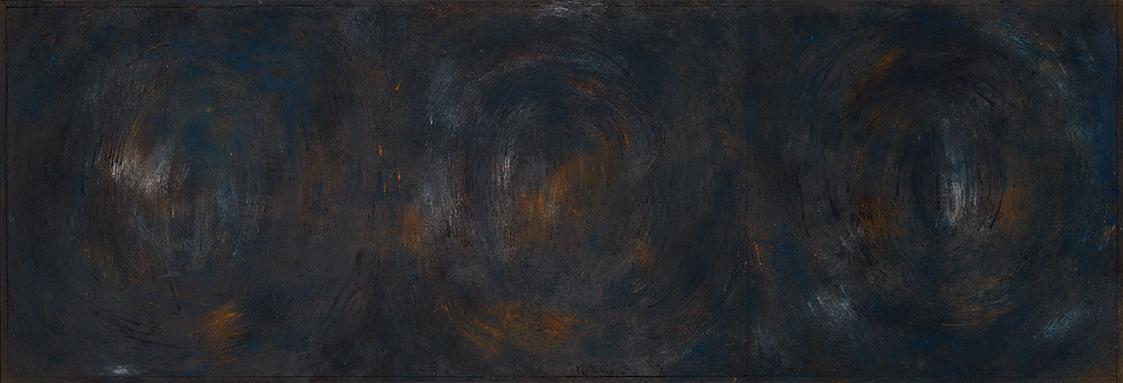 Rudolf Goessl, Dreiteilig, 1989, Öl auf Sperrholzplatte, 90 × 270 cm, Belvedere, Wien, Inv.-Nr.…