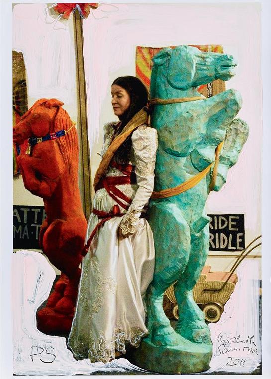 Elisabeth von Samsonow, PS, 2011, Acrylfarbe auf Fotografie, 60 × 40,2 cm, Belvedere, Wien, Inv…