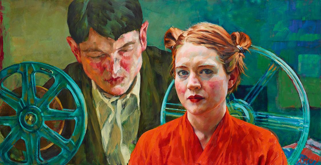 Xenia Hausner, An Education, 2009, Öl auf Papier auf Dibond, 102 × 197 cm, Belvedere, Wien, Inv…