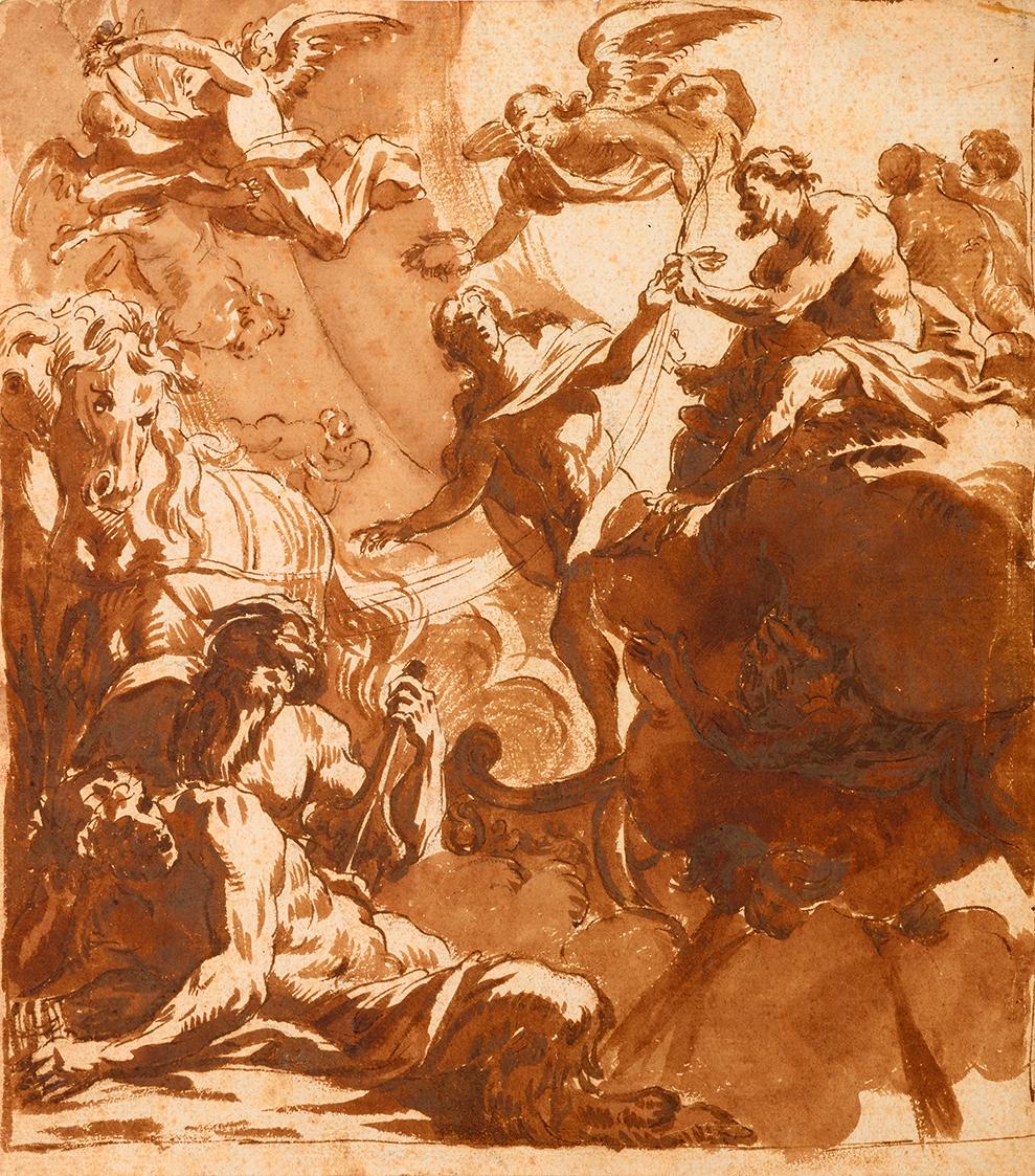 Mythologische Szene, 1700/1750, Braune Feder und Aquarell auf Papier, 26,5 × 23,7 cm, Belvedere…