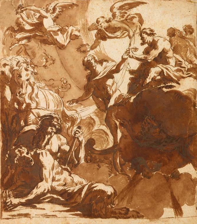 Mythologische Szene, 1700/1750, Braune Feder und Aquarell auf Papier, 26,5 × 23,7 cm, Belvedere…